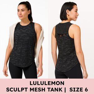 Lululemon Sculpt Tank Mesh Training Top Sequoia Camo Black Size 6 Athleisure
